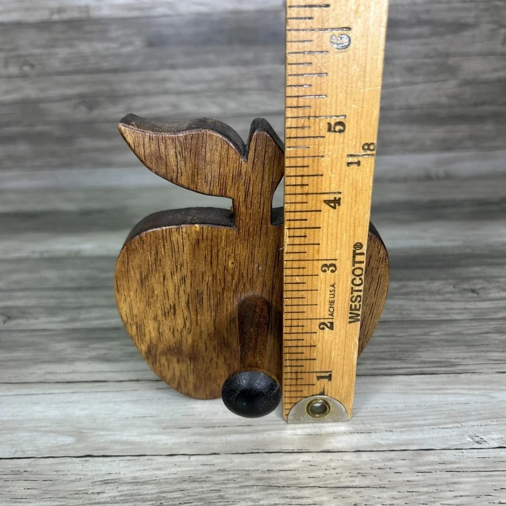Vintage Wooden Apple Peg Hook Wall Hanging Country Rustic Cottage Birch Mahogany